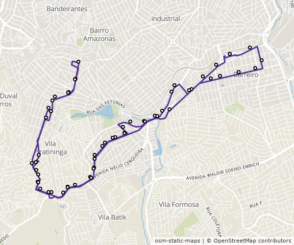Mapa do itinerário da linha
