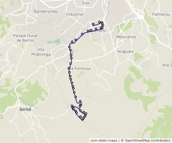 Mapa do itinerário da linha