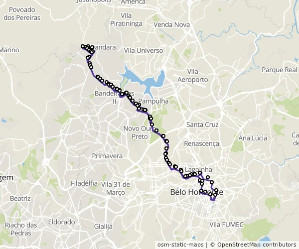 Mapa do itinerário da linha