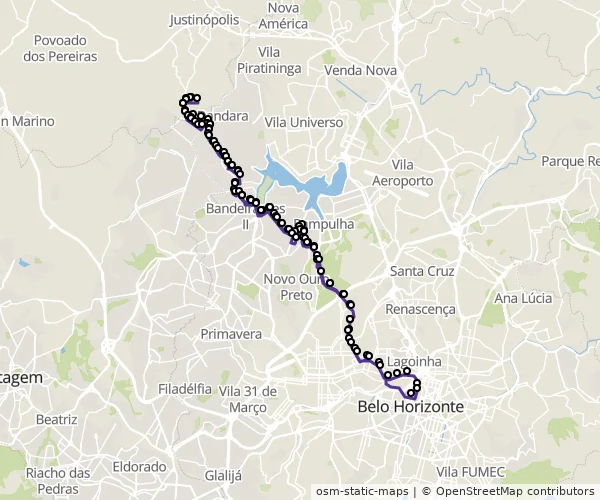 Mapa do itinerário da linha