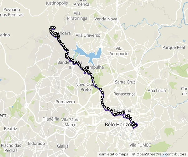 Mapa do itinerário da linha