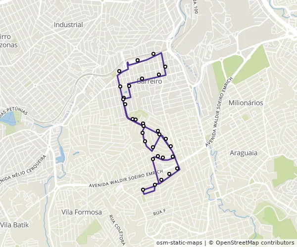 Mapa do itinerário da linha