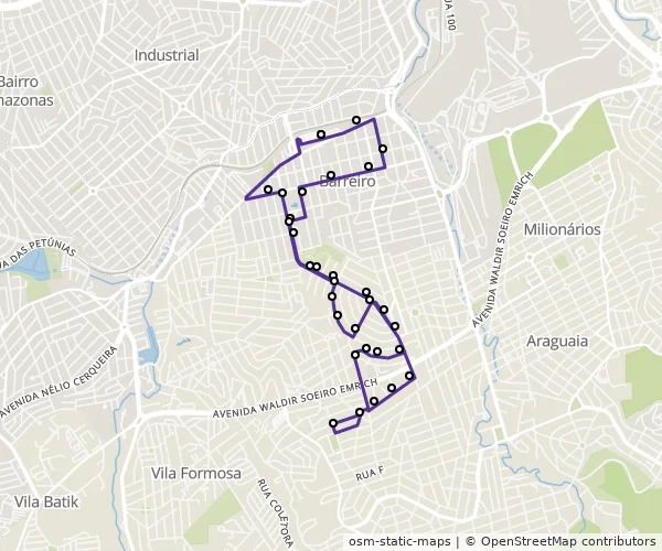 Mapa do itinerário da linha
