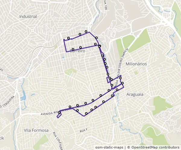 Mapa do itinerário da linha