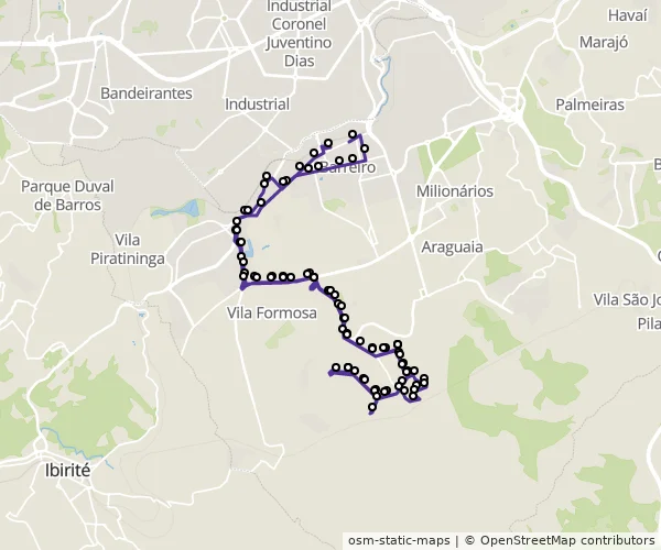 Mapa do itinerário da linha