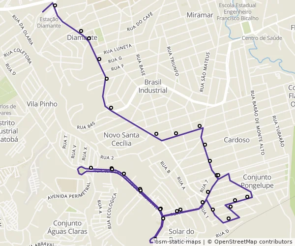 Mapa do itinerário da linha