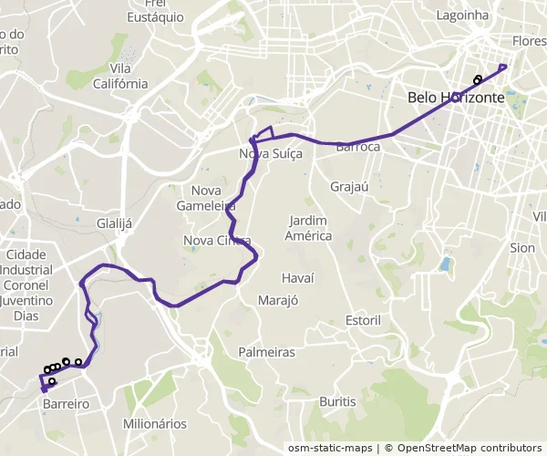 Mapa do itinerário da linha