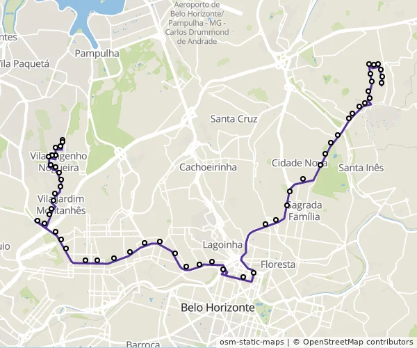 Mapa do itinerário da linha