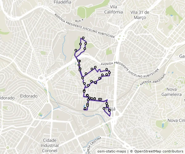 Mapa do itinerário da linha