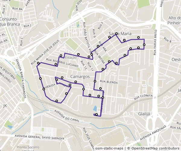 Mapa do itinerário da linha