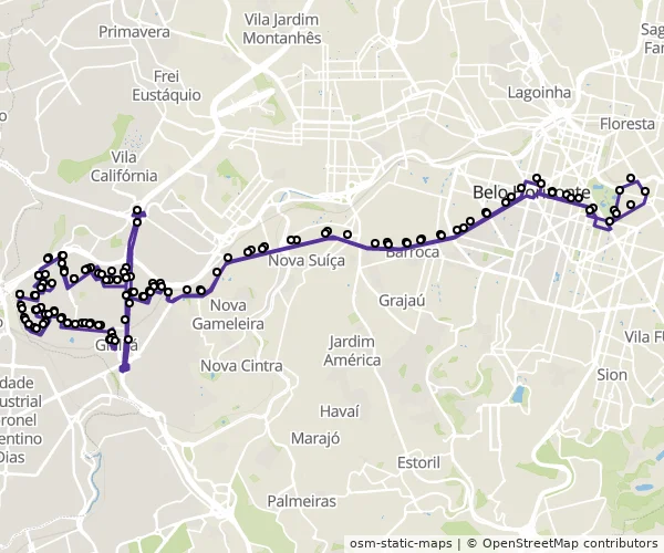 Mapa do itinerário da linha