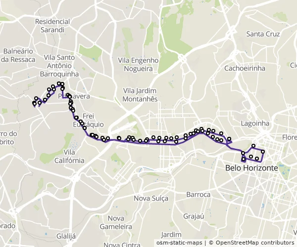 Mapa do itinerário da linha