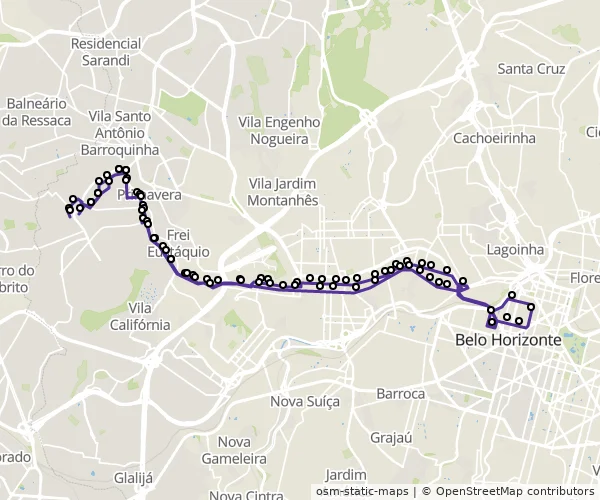 Mapa do itinerário da linha