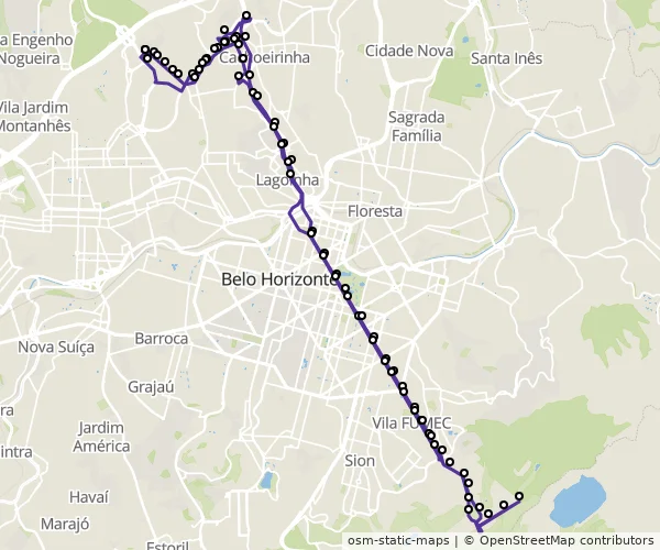Mapa do itinerário da linha