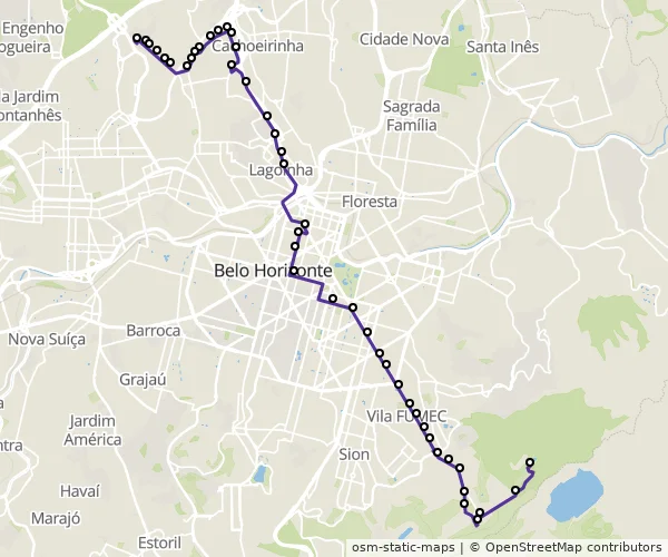 Mapa do itinerário da linha