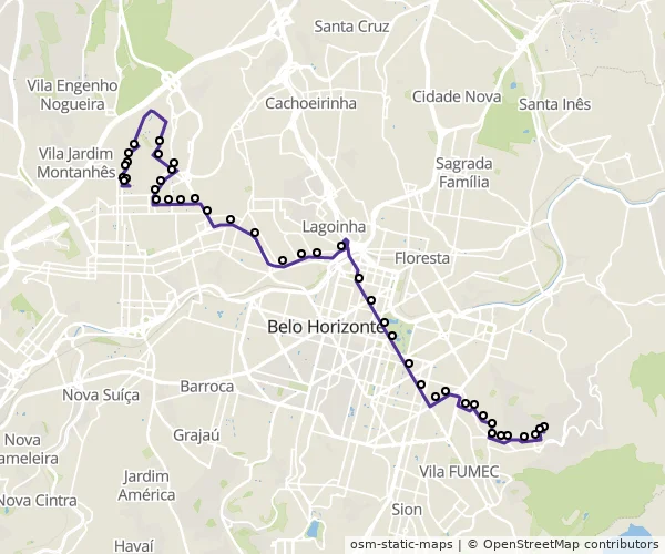 Mapa do itinerário da linha