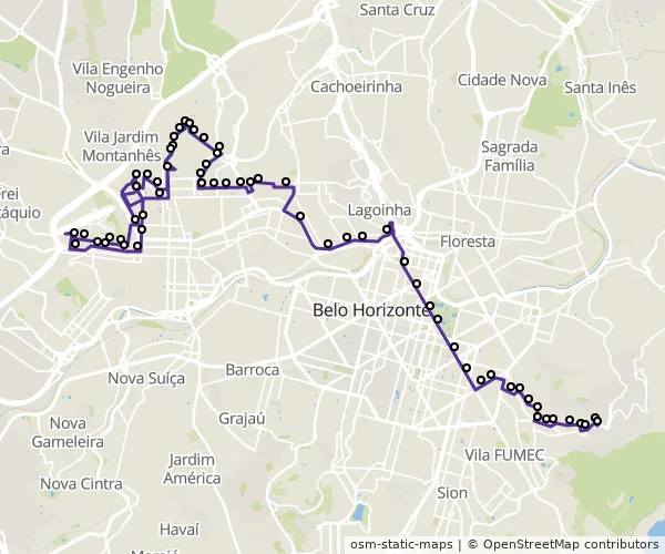 Mapa do itinerário da linha