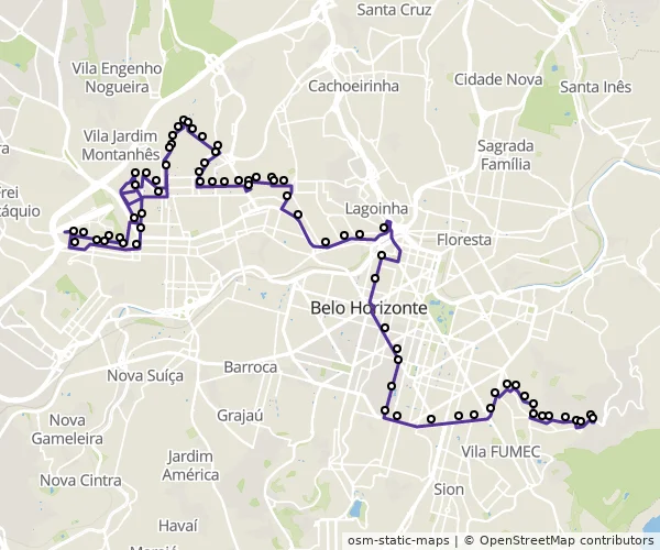 Mapa do itinerário da linha