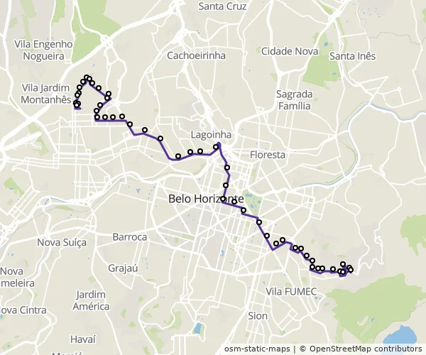 Mapa do itinerário da linha