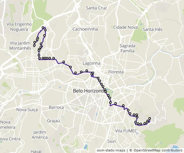 Mapa do itinerário da linha