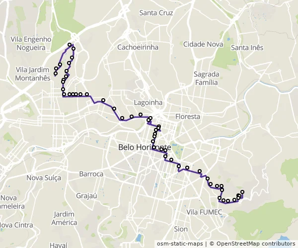 Mapa do itinerário da linha