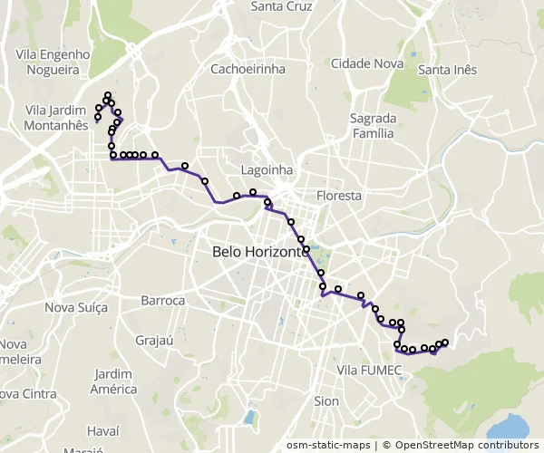 Mapa do itinerário da linha