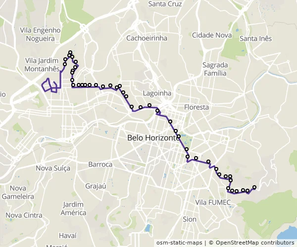 Mapa do itinerário da linha