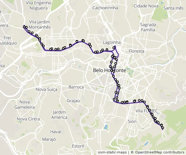 Mapa do itinerário da linha