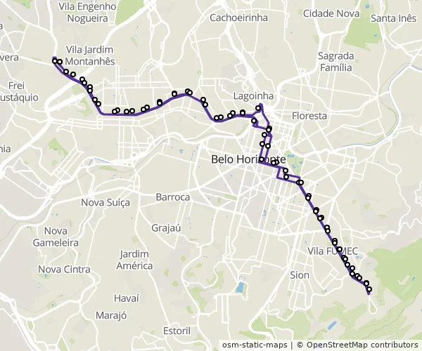 Mapa do itinerário da linha