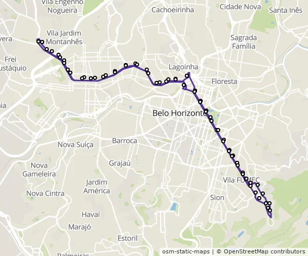 Mapa do itinerário da linha