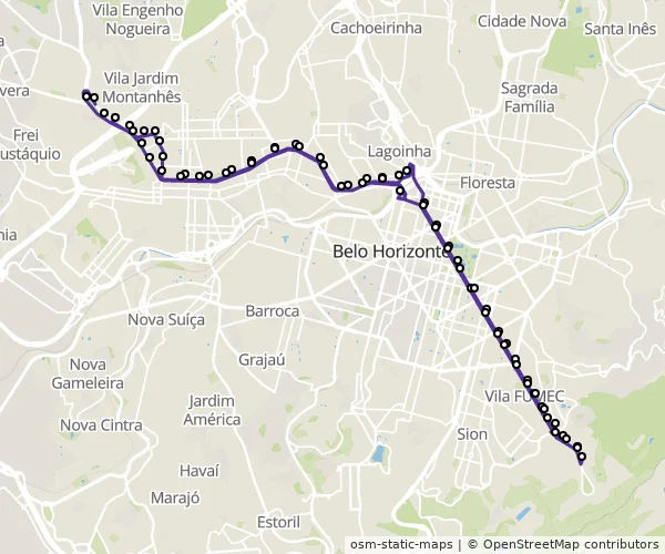 Mapa do itinerário da linha