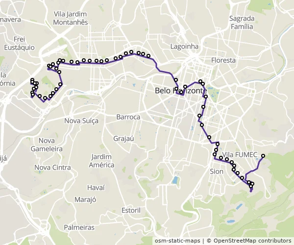 Mapa do itinerário da linha