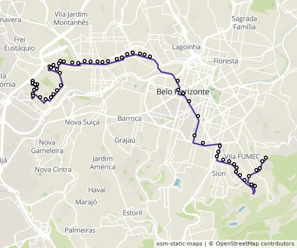 Mapa do itinerário da linha