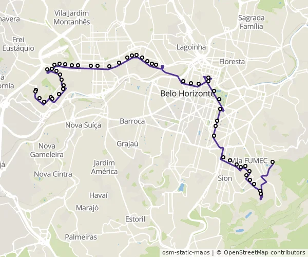 Mapa do itinerário da linha