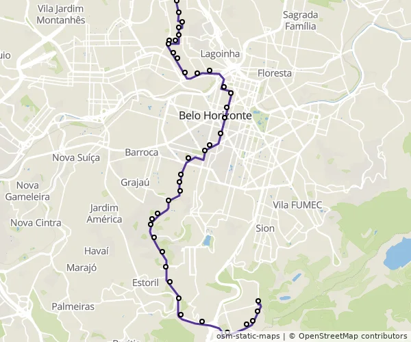 Mapa do itinerário da linha