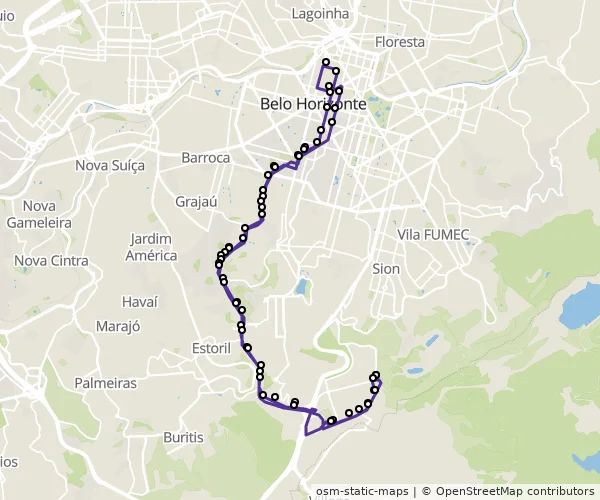 Mapa do itinerário da linha