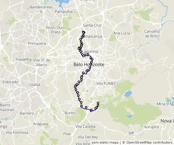 Mapa do itinerário da linha