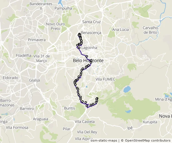 Mapa do itinerário da linha