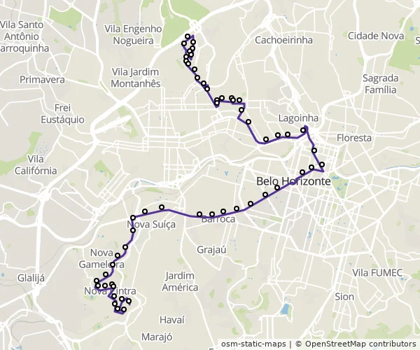 Mapa do itinerário da linha
