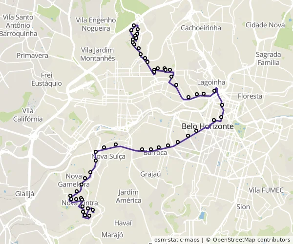 Mapa do itinerário da linha