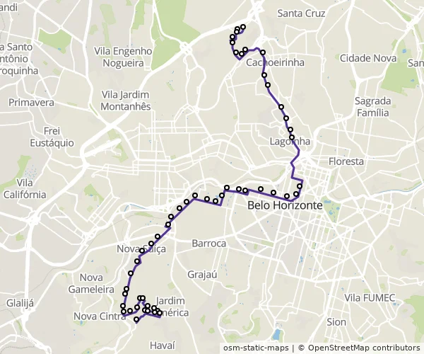 Mapa do itinerário da linha