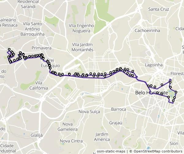 Mapa do itinerário da linha