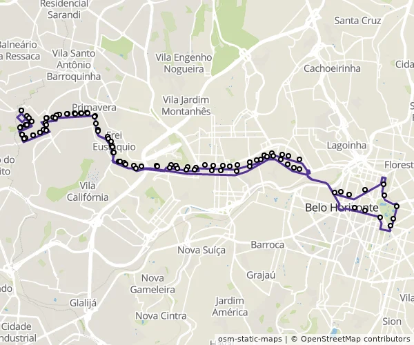 Mapa do itinerário da linha