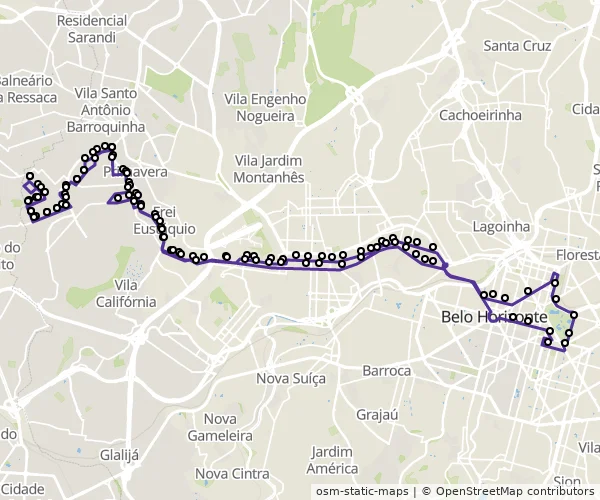 Mapa do itinerário da linha