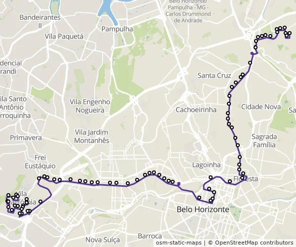 Mapa do itinerário da linha