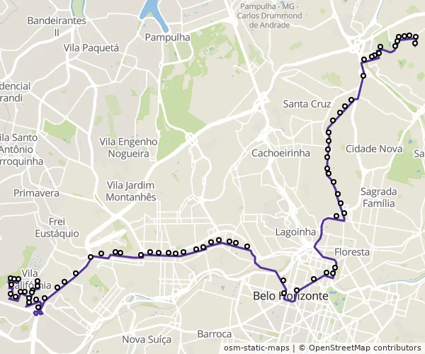 Mapa do itinerário da linha