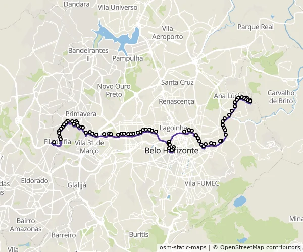Mapa do itinerário da linha