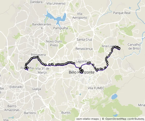 Mapa do itinerário da linha