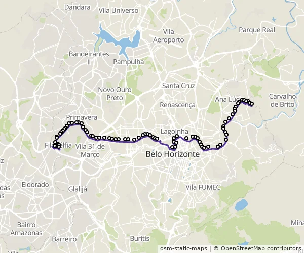 Mapa do itinerário da linha