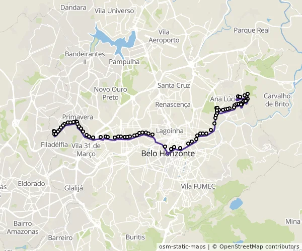 Mapa do itinerário da linha